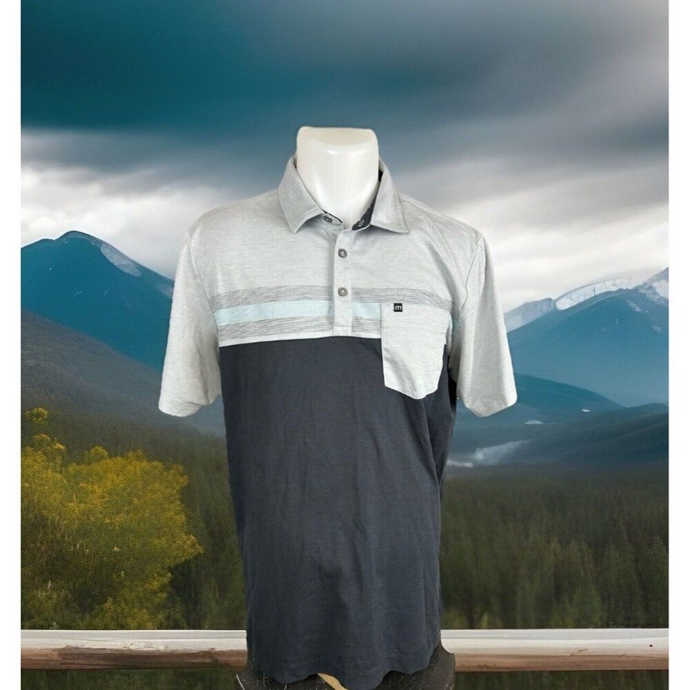 Travis Mathew Men's Salad Days Polo Short Sleeve Size Small Heather Light Grey